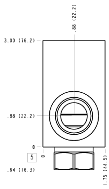 DNW – Ninety degree with reverse flow check – DNW_5B DNW Sun Hydraulics Ninety degree with reverse flow check Line mount manifold drawing