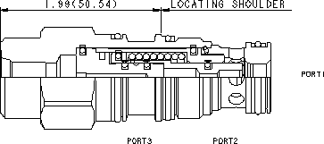 DOFC – Normally open, balanced poppet, logic element - pilot-to-close – DOFCEHN_2d25 DOFCEHN Sun Hydraulics Logic Element Valve – 2D outline drawing