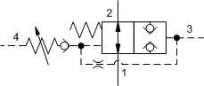 DOJP – Normally open, balanced poppet, logic element - pressure adjustable – DO_P DOJP-LAN Sun Hydraulics Logic Element Valve – hydraulic schematic symbol