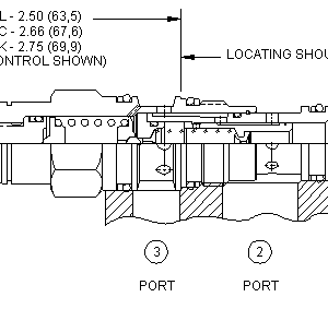 DPBC-LAN Sun Hydraulics 3-way Valve – installation dimensions drawing, cavity T-11A