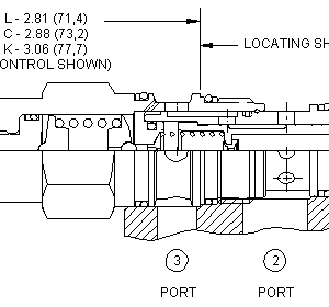 DPCA-LAN Sun Hydraulics 2-way Valve – installation dimensions drawing, cavity T-2A