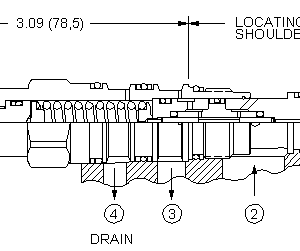 DRAY-LAN Sun Hydraulics 2-way Valve – installation dimensions drawing, cavity T-21A