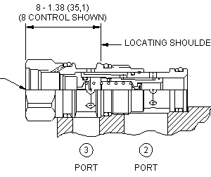 DVBC-8FN Sun Hydraulics 3-way Valve – installation dimensions drawing, cavity T-11A