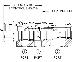 DVBN-8FN Sun Hydraulics 2-way Valve – installation dimensions drawing, cavity T-21A