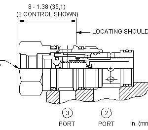 DVCA-8FN Sun Hydraulics 2-way Valve – installation dimensions drawing, cavity T-2A
