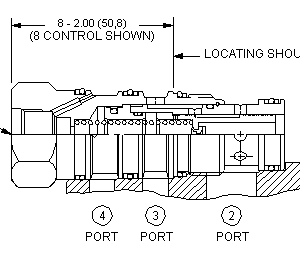 DVCM-8FN Sun Hydraulics 2-way Valve – installation dimensions drawing, cavity T-22A