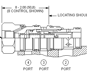 DVCO-8FN Sun Hydraulics 3-way Valve – installation dimensions drawing, cavity T-22A