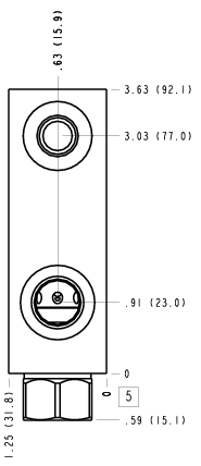 E2U – Ninety degree with reverse flow check - reducing – E2U_5B E2U Sun Hydraulics Ninety degree with reverse flow check - reducing Line mount manifold drawing