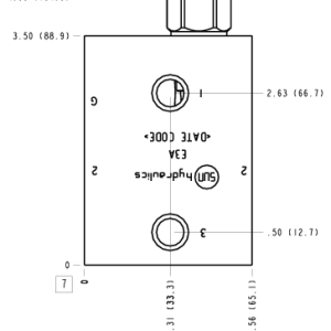 E3A Sun Hydraulics Through port 2 with reverse flow check Line mount manifold drawing