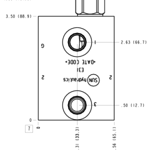 E3I Sun Hydraulics Through port 2 with reverse flow check Line mount manifold drawing