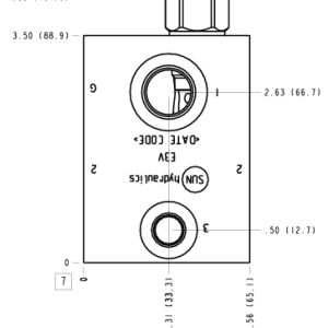 E3V Sun Hydraulics Through port 2 with reverse flow check Line mount manifold drawing