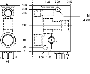 E6B Sun Hydraulics Ninety degree with reverse flow check - sequence Line mount manifold drawing