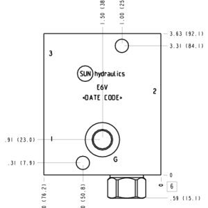 E6V Sun Hydraulics Ninety degree with reverse flow check - sequence Line mount manifold drawing