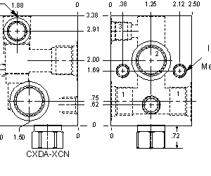 E7K Sun Hydraulics Through port 1 with reverse flow check Line mount manifold drawing