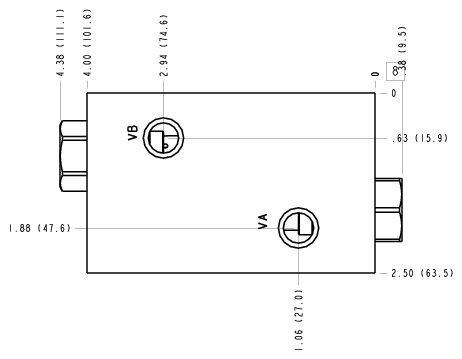 E8A – 2 cylinder sequence, with reverse checks – E8A_8B E8A Sun Hydraulics 2 cylinder sequence, with reverse checks Line mount manifold drawing