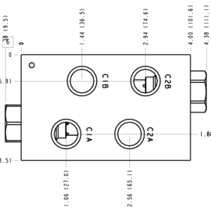 E8B Sun Hydraulics 2 cylinder sequence, with reverse checks Line mount manifold drawing