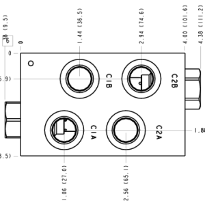E8U Sun Hydraulics 2 cylinder sequence, with reverse checks Line mount manifold drawing