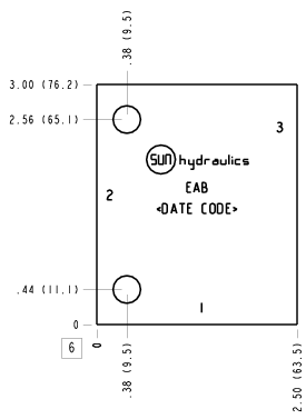 EAB Sun Hydraulics Ninety degree with high capacity port 3 Line mount manifold drawing