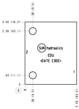 EDU Sun Hydraulics Port 3 connected to port 2 Line mount manifold drawing