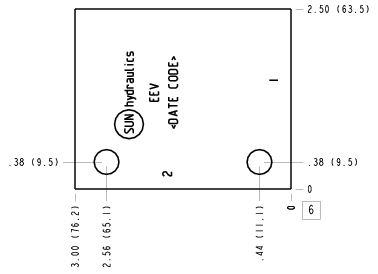EEV Sun Hydraulics Port 3 connected to port 1 Line mount manifold drawing