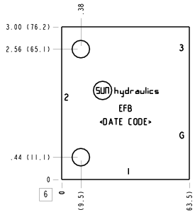 EFB Sun Hydraulics Ninety degree with gauge port Line mount manifold drawing