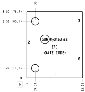 EFC Sun Hydraulics Ninety degree with gauge port Line mount manifold drawing
