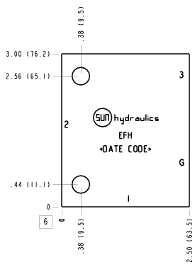 EFH Sun Hydraulics Ninety degree with gauge port Line mount manifold drawing