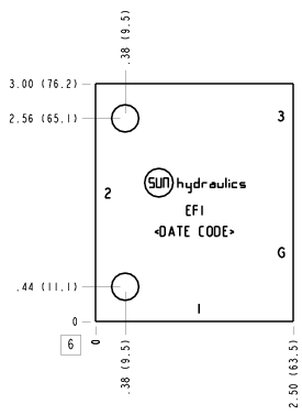 EFI Sun Hydraulics Ninety degree with gauge port Line mount manifold drawing