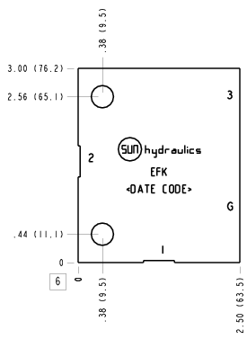 EFK Sun Hydraulics Ninety degree with gauge port Line mount manifold drawing