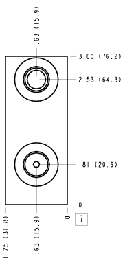 EFU Sun Hydraulics Ninety degree with gauge port Line mount manifold drawing