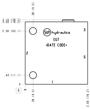 EGT Sun Hydraulics Ninety degree with shuttle Line mount manifold drawing