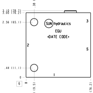 EGU Sun Hydraulics Ninety degree with shuttle Line mount manifold drawing