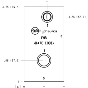 EHB Sun Hydraulics Through port 1 with gauge port Line mount manifold drawing