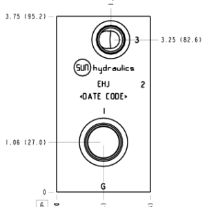 EHJ Sun Hydraulics Through port 1 with gauge port Line mount manifold drawing