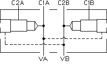 EIA Sun Hydraulics 2 cylinder sequence, direct acting Line mount manifold drawing
