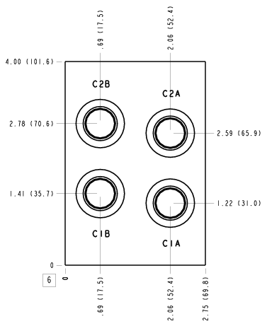 EIU Sun Hydraulics 2 cylinder sequence, direct acting Line mount manifold drawing