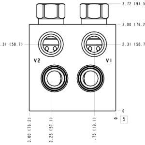 EMC Sun Hydraulics Cushion lock Line mount manifold drawing