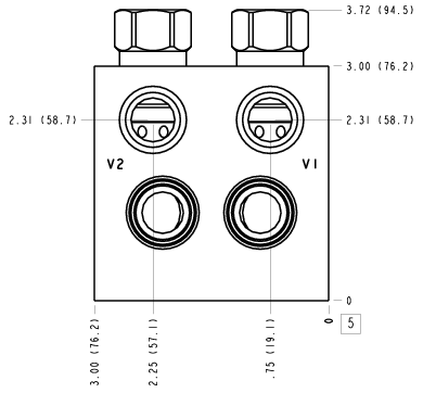 EMC Sun Hydraulics Cushion lock Line mount manifold drawing
