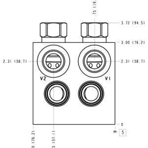 ENV Sun Hydraulics Cushion lock with shuttle Line mount manifold drawing