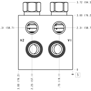 EPB Sun Hydraulics Cushion lock with make up checks Line mount manifold drawing