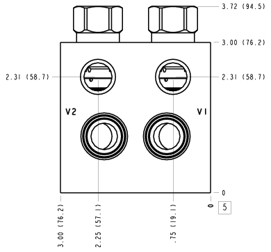 EPB Sun Hydraulics Cushion lock with make up checks Line mount manifold drawing