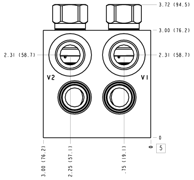 EPV Sun Hydraulics Cushion lock with make up checks Line mount manifold drawing