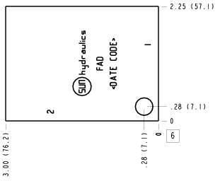 FAD Sun Hydraulics Ninety degree Line mount manifold drawing