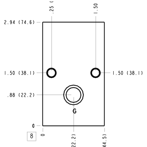 FEC Sun Hydraulics Through port with gauge port Line mount manifold drawing