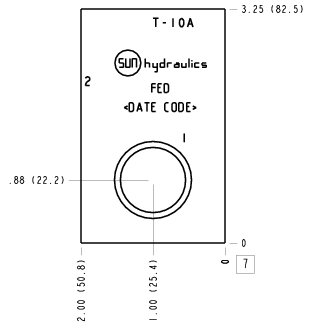 FED Sun Hydraulics Through port with gauge port Line mount manifold drawing