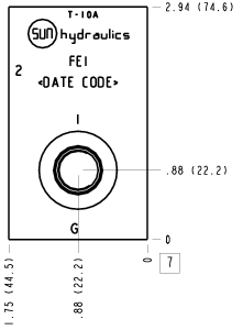 FEI Sun Hydraulics Through port with gauge port Line mount manifold drawing