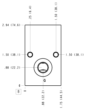 FET Sun Hydraulics Through port with gauge port Line mount manifold drawing