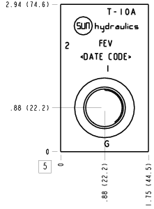 FEV Sun Hydraulics Through port with gauge port Line mount manifold drawing