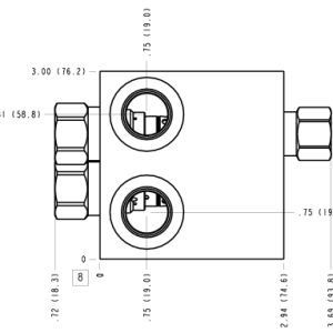 FHE Sun Hydraulics Cross port with make up checks Line mount manifold drawing