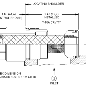 FLHA-XDN Sun Hydraulics Filter Valve – installation dimensions drawing, cavity T-16A